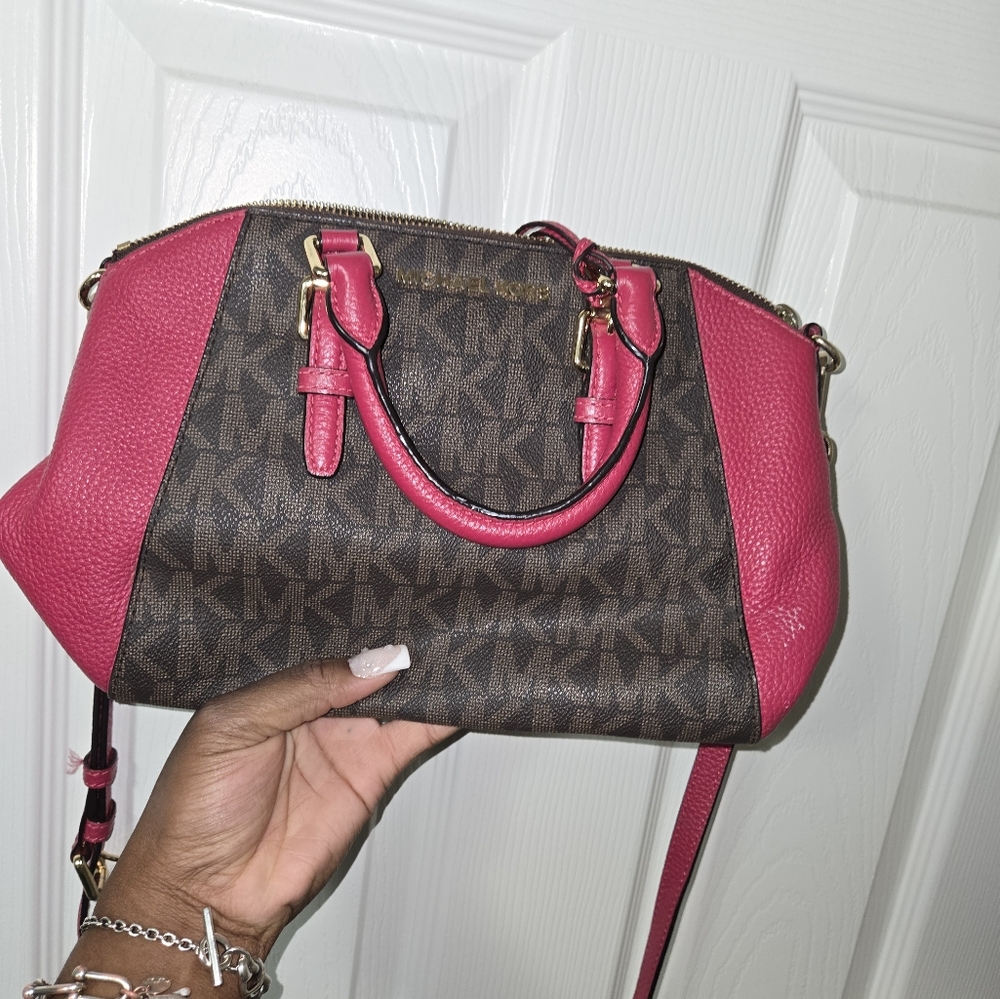 Stylish Pink and Brown Michael Kors Handbag